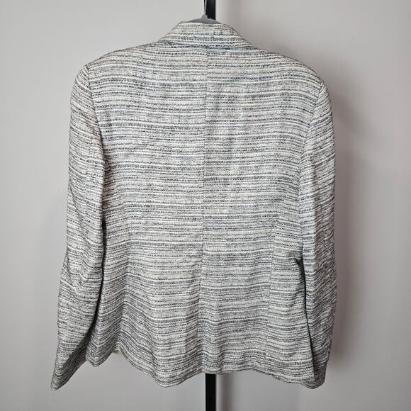 Zanella Claire Blazer Jacket Tweed Cotton Linen Gray Silver Metallic 14 Plus - Picture 6 of 8